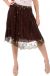 Bead Embellished Knee Length Skirt  in Brown